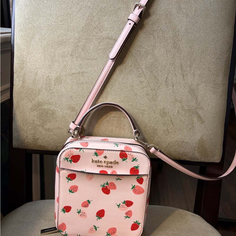 kate spade Pink Strawberry Print Crossbody Bag